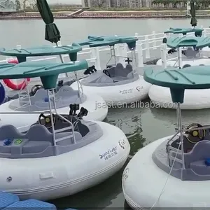 Gris estilo simple parachoques barco neumático redondo barco eléctrico salvavidas playa paraguas Aqua bicicleta agua triciclo