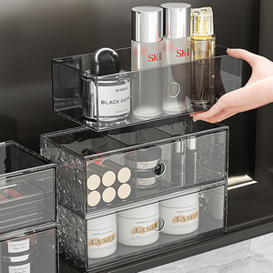 Acrylic Cosmetic <b>Storage</b> Box With <b>Drawers</b> For Bathroom Desktop Makeup Organizer Mirror Cabinet Shelf - Product Image 3