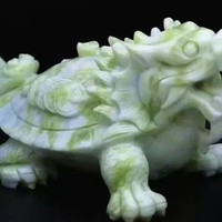 Statue de tortue dragon en jade Xiuyan naturel, sculptée à la main, figurine de dragon tortue mythique chinois, sculpture en jade Feng Shui