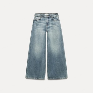 Jeans de mezclilla para mujer al por mayor, estilo Y2K, casual, personalizados, lavado azul, estilo boyfriend, cintura baja, pierna súper ancha, holgados - Product Image 1