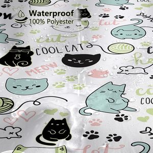 Cute Cat <b>Shower</b> <b>Curtain</b> for PVC Bathroom Decor with <b>Funny</b> Paw Washable Home Decor with Hooks in Stock - Product Image 4
