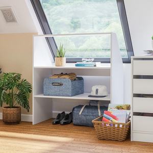 <span class=keywords><strong>Armoire</strong></span> de rangement Bellamio Aland moderne en pierre à <span class=keywords><strong>toit</strong></span> incliné, blanche, 3 compartiments, angle de 45 degrés, gain de place, chambre à coucher, 100x90x50cm - Product Image 2