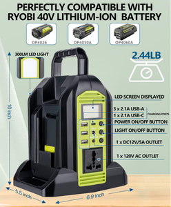 350W điện biến tần là thích hợp cho Ryobi <span class=keywords><strong>40V</strong></span> pin, <span class=keywords><strong>2</strong></span>-Port DC <span class=keywords><strong>40V</strong></span> để AC 110-120V pin biến tần - Product Image 2