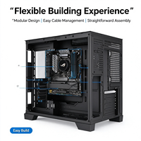 Casing Komputer Gaming Mid Tower Micro ATX 270 °   Casing PC Panoramic Kaca Temper ARGB RGB untuk Rakitan PC Gaming
