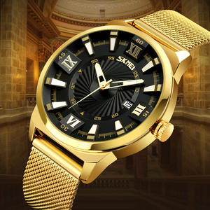 <span class=keywords><strong>Skmei</strong></span> – montre à Quartz pour hommes, nouveau modèle 9166, montre classique en acier inoxydable doré de qualité supérieure - Product Image 5