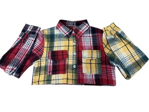 เสื้อครอปสั้นแขนยาวสำหรับผู้หญิงเสื้อครอปสั้นลายสก็อตหลากสีสำหรับฤดูใบไม้ร่วง - Product Image 6