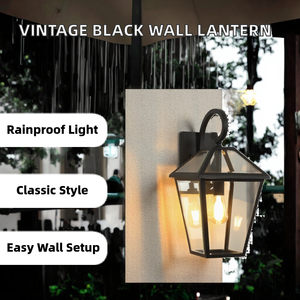 Lámpara de <span class=keywords><strong>Pared</strong></span> Exterior de Aluminio Negro de 10 Pulgadas, Resistente a la Intemperie, Estilo Vintage, para Patio, Jardín, con Cristal - Product Image 2
