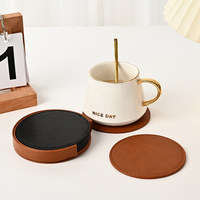 Sous-verres ronds personnalisés en cuir pour tasses à café, tapis de table durables pour boissons