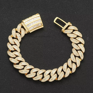 Hip Hop Bracelet 15mm Mixed Set T Square Zircon <b>Cuban</b> <b>Chain</b> Men's Bracelet Tanjing Fashion Lijing Necklace - Product Image 1