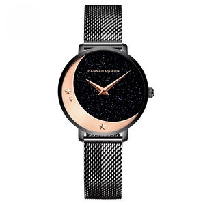 Reloj de Mujer de Lujo OEM ODM de Alta Calidad con Adornos de Luna y Estrella, Resistente al Agua, con Correa de Malla de Acero Inoxidable y Movimiento de Cuarzo - Product Image 3