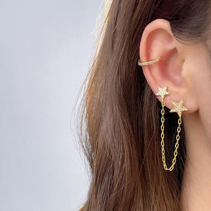 Nouvelle Arrivée Boucles d'Oreilles Clous Mignonnes pour Femme en Laiton Plaqué Or 18K et Rhodium avec Zircon Étoile – Idéal Cadeau - Product Image 4