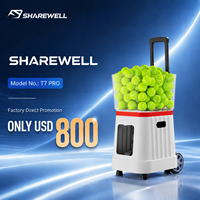 Máquina Lanza Pelotas de Tenis SHAREWELL SW-T7 Pro con Control por Voz IA, Compartición de Datos Remota, 100 Pelotas, Metálica
