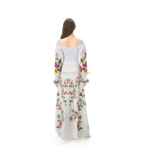 Haut ample décontracté à manches longues et épaules dénudées avec broderie florale, style crop top sexy pour femme – Nouvelle collection en promotion - Product Image 6