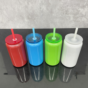 Entrepôt USA 16oz rouge vert brillant sublimation gobelets vierges tasse sous vide en acier inoxydable canette de soda avec paille pour cadeau de noël - Product Image 2