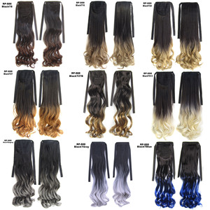 Cola de Caballo Ondulada de <span class=keywords><strong>Dos</strong></span> Tonos de 22 Pulgadas, Postizo de Cabello Sintético Liso de <span class=keywords><strong>Dos</strong></span> Colores - Product Image 3
