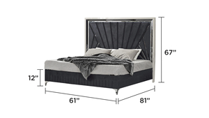 Modern Design 5-Piece Queen Bedroom Set with Convertible Adjustable Bed Wood <b>Frame</b> Gold Accents River Sand <b>Grey</b> for Hotel Use - Product Image 5