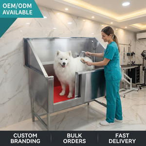 Meilleure baignoire pour animaux de compagnie, durable, en acier inoxydable robuste, pour toilettage professionnel des chiens, avec rampe et robinet, taille personnalisée - Product Image 6