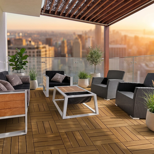 Carrelage de sol antidérapant en bois d'acacia/PP texturé, imitation bois massif, finition mate, design moderne pour la décoration de cour - Product Image 6