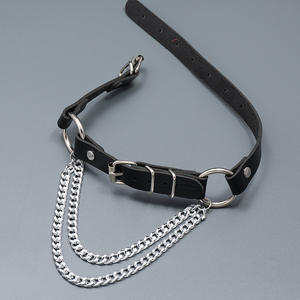 جملة قلادة تشوكر نسائية من الجلد الصناعي بسلسلة وصلات مطلية بالبلاتين، مجوهرات عالية الجودة بتصميم بانك غوث مثير مع مشبك للحفلات - Product Image 4