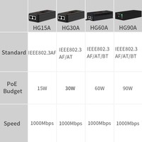 Adaptador de inyector Gigabit PoE, inyector PoE + 15W, inyector Gigabit Power Over Ethernet Plus, 10/100/1000Mbps IEEE 802. 3AF/AT