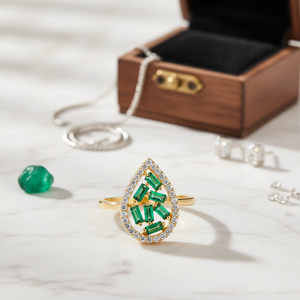 <b>Emerald</b> Drop Design Baguette Turkish <b>Rings</b> Wholesale Handmade 925 Sterling <b>Silver</b> Jewelry - Product Image 3