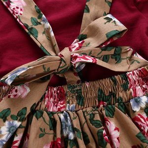 Ensemble de vêtements pour bébé, barboteuse à volants florale pour bébé fille avec robe à fleurs - Product Image 5