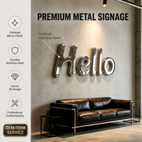 Insegna con Lettere in Acciaio Inox 3D a Finitura Specchio, Logo Personalizzato Non Illuminato, Segnaletica per Negozi, Branding Aziendale, Pubblicità IP65