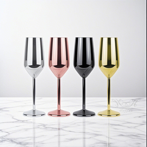 Flûtes à vin et champagne personnalisées en acier inoxydable 304, incassables, à pied, 220 ml, pour cocktails et boissons, design unique et élégant - Product Image 1