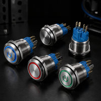 Interrupteur à bouton-poussoir électronique en métal 12mm 16mm 19mm 22mm, à réinitialisation automatique, normalement ouvert, IP66 avec LED 24V