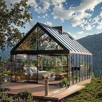 Véranda préfabriquée panoramique moderne de luxe exclusive pour salon de jardin extérieur résidentiel