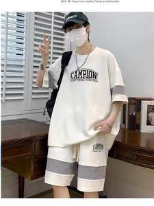 Hong Kong New Summer Two-Piece Set Loose Waffle Five-Quarter Sleeve Youth <strong>Clothing</strong> With Personality Print Wind Suit <strong>Vivid</strong> Colors - Product Image 6