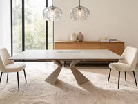 Table à manger rectangulaire extensible en pierre frittée, gain de place, base en acier carbone 12 mm, mobilier pour petit appartement