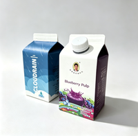 Boîte en carton de qualité supérieure en forme de toit de maison avec revêtement PE, carton de boisson laitière et jus de qualité alimentaire, laminé brillant