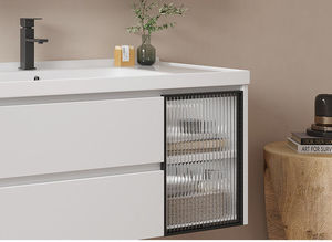 Modern Solid Wood & MDF Bathroom Vanity Unit with Ceramic Basin Wall-Mounted <b>Cabinet</b> and LED Mirror - Product Image 6