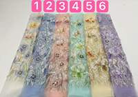 Tissu en dentelle à sequins papillon 3D motif iris glamour, tissu en tulle brodé perlé de luxe pour robe de mariée haute couture
