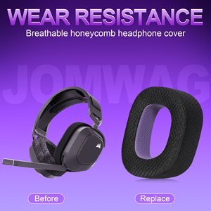 Para Corsair HS80 Max <span class=keywords><strong>HS</strong></span> <span class=keywords><strong>81</strong></span> RGB orejeras Dolby 7,1/HS80 USB con cable cubierta de cuero almohadillas accesorios de repuesto espuma viscoelástica - Product Image 2