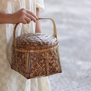 <b>Bamboo</b> Woven Basket Food <b>Container</b> Polygon Shape Kitchen Storage Handmade Craft - Product Image 1