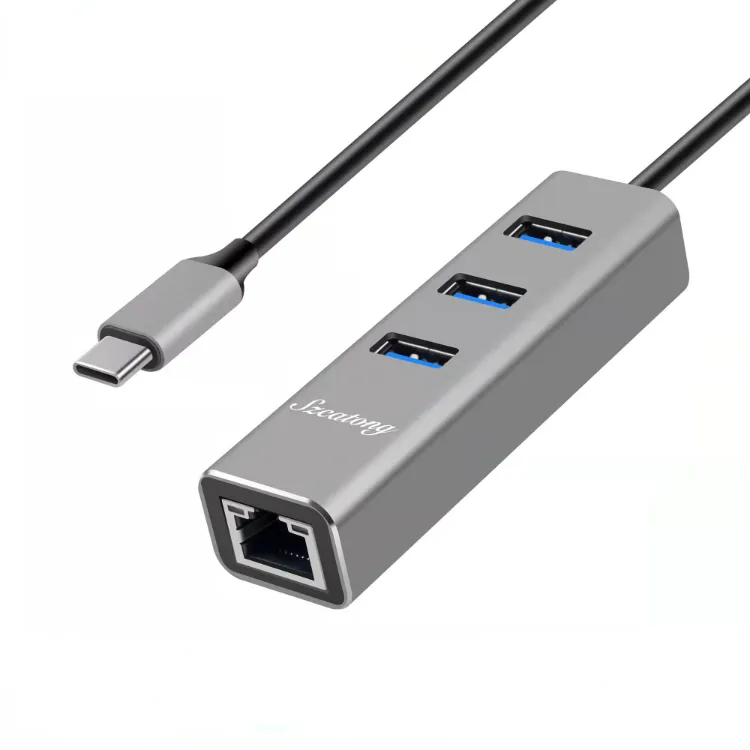 Wholesale High Quality Usb 3.0 3 Ports Hub To Ethernet Rj45 Lan USB Usb-c 3.1 Type c To Rj45 Gigabit Ethernet Adapter converter