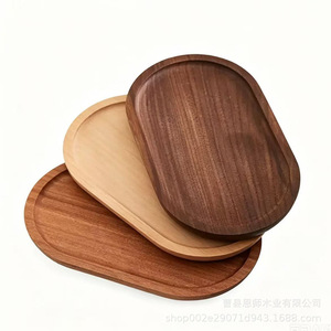 Solid Wood Oval <b>Tray</b> Beechwood Japanese Style Serving <b>Tray</b> For <b>Tea</b> Coffee Dessert Fruit Plate - Product Image 2
