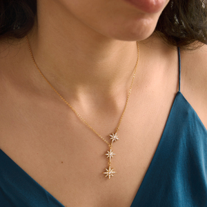 Bijoux J&D, pendentif étoile à huit branches en acier inoxydable plaqué or 18 carats, cristal blanc CZ, étoile lunaire, collier 316L, 304L, cadeaux pour femmes - Product Image 2