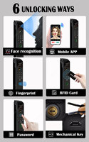 Cerradura Electrónica Inteligente de Aleación de Aluminio con WiFi para Seguridad en el Hogar, Reconocimiento Facial 3D, Huella Dactilar, Código Temporal, Tarjeta Inteligente y Nube