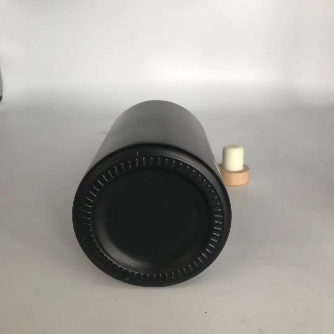 500ml round shape matte black glass wine bottles with cork lid OEM color and logo manufacturer glass bottle