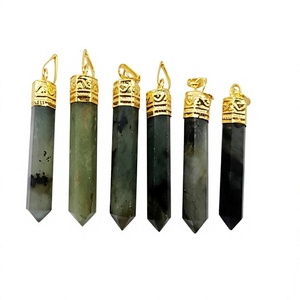 Labrodolite naturelle Agate Crystal Point Pendentif Golden Cab Pierre Semi-Précieuse Artisanat pour Reiki Guérison Méditation Spirituelle - Product Image 1