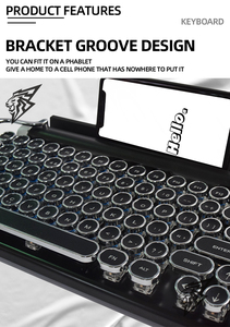 83-Key Retro Punk <strong>Mechanical</strong> <strong>Keyboard</strong> PC Tablet <strong>Wireless</strong> Blue Tooth Modes Cap Multi-Keys Laptop Gaming Arabic <strong>UK</strong> - Product Image 6
