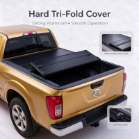 Couverture de benne rigide pliable en trois parties Frontier pour Nissan Navara, Nissan Titan 2004-2015, Ram 1500 2019-2024, Toyota Tacoma 2024, avec verrouillage de la cargaison