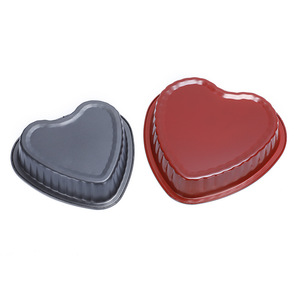 Heart Shaped Carbon Steel Cake <b>Mold</b> 2pcs Non Stick Coated Baking Pan For Cake Making - Product Image 2