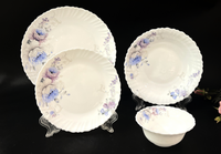Service de vaisselle en verre opale blanc de qualité alimentaire, résistant à la chaleur, 24 pièces, pour la maison (assiettes, bols, couverts)