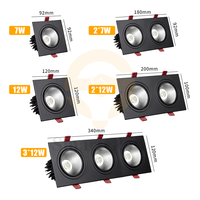 Spot encastré LED carré à double tête COB, éclairage de plafond, 7W 12W 24W 36W, spots orientables carrés, éclairage encastré