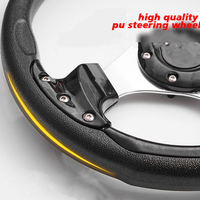 Volant de course universel en cuir PU JDM Drift de 14 pouces