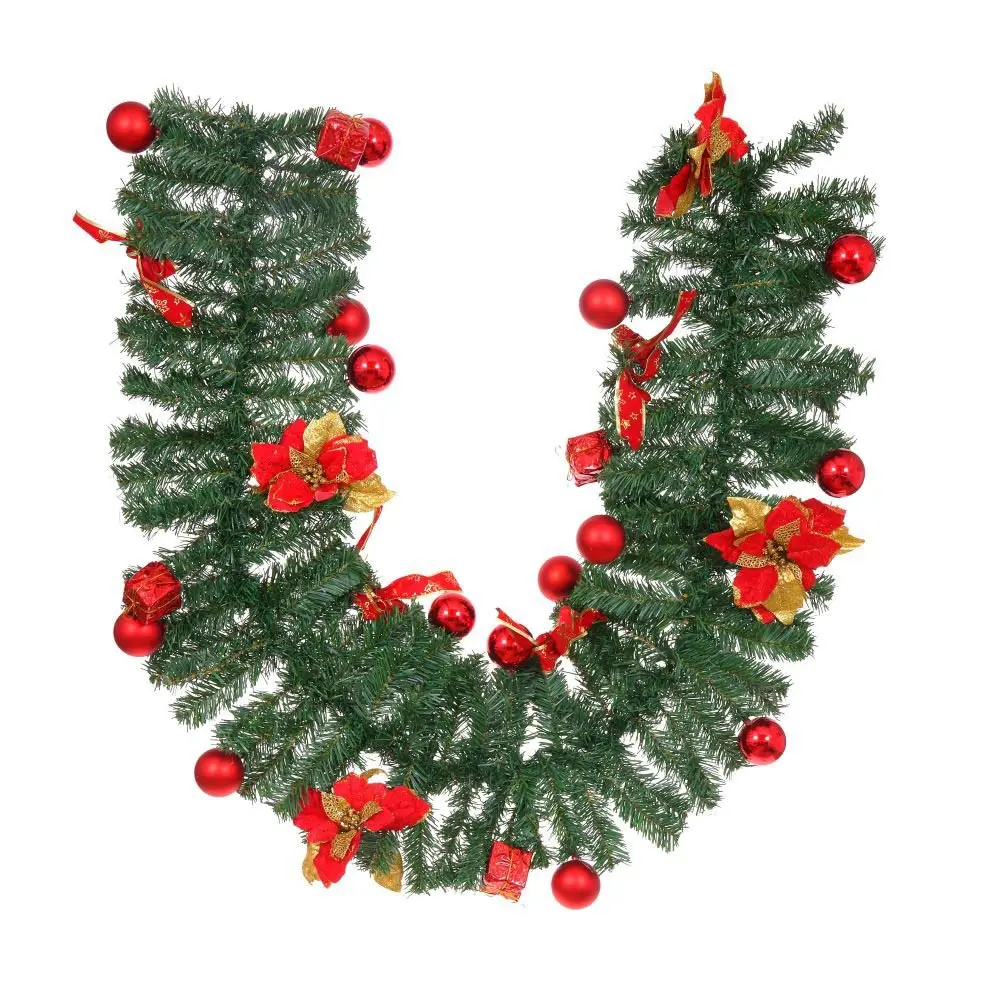 New arrival best-selling pre-lit artificial christmas garlands red Berries and Balls Xmas Decoration